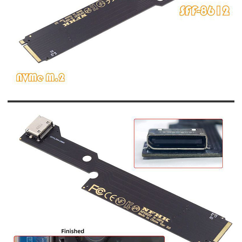 JMT M.2 NVME M Key To U.2 U.3 Oculink SFF8612 Adapter Card Cho ThinkBook 14 + / 16 + 2022-2023 2024-AMD8845 Card Đồ Họa Bên Ngoài