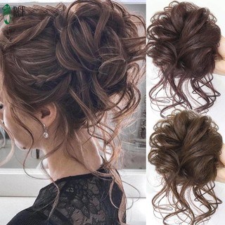 Lọn bun tóc mảnh scrunchie xoăn sóng, đuôi ngựa mở rộng tóc donut chignon