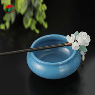 Retro Trung Quốc Kẹp Tóc Với Bền Gỗ Ebonized Trắng Viền Tóc Đũa Cho Sườn Xám Han Quần Áo Trà Mặc
