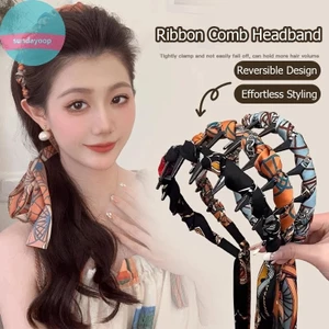 Lược Ruy Băng Nắng, Làn Sóng Vintage Với Ruy Băng Hoa & Lược - Băng Đô Quấn Tóc Hiệu Ứng Vương Miện Cao Có Thể Đảo Ngược VN