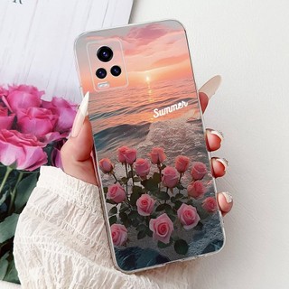 Vỏ Cho Vivo V20 V 20 2021 Ốp Lưng V2040 V2025 V2024 Vỏ Hoa Đẹp Đá Cẩm Thạch Mềm Silicon Vỏ Bảo Vệ