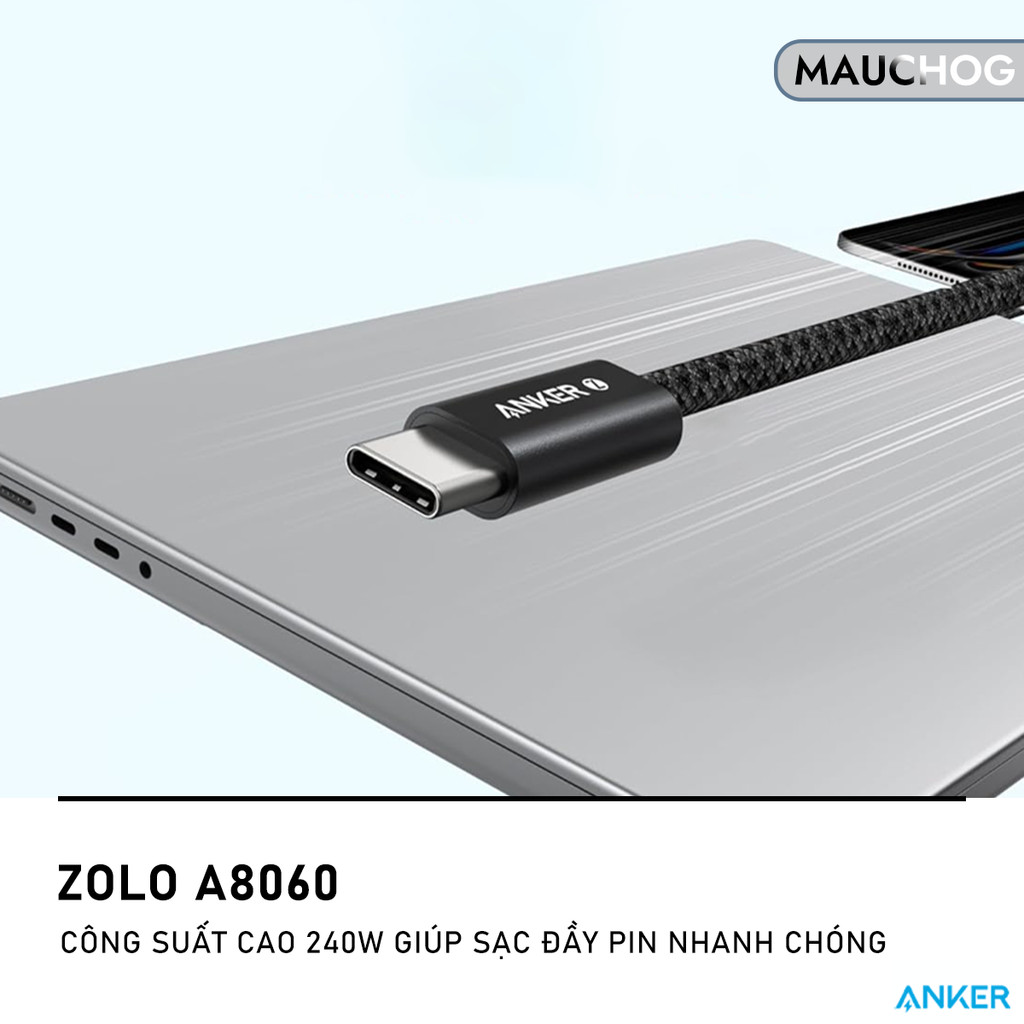 Cáp Sạc Nhanh Anker 240W Type C To Type C Cho Điện Thoại iPhone 17 Pro Max 16 15 Laptop Macbook iPad