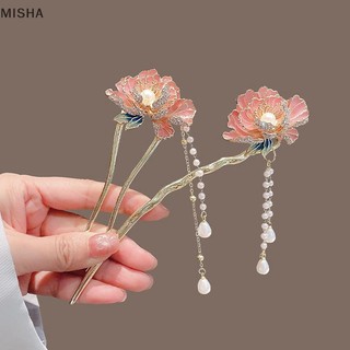 Mũ đội đầu hình chữ U và đũa tóc phong cách Hanfu với họa tiết ngọc trai và hoa - Phụ kiện tóc đẹp