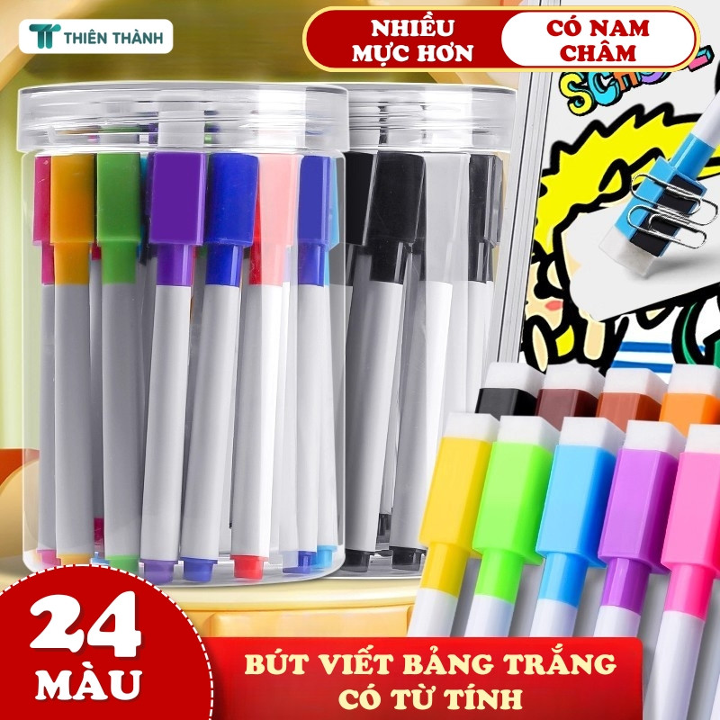 Bút Lông Viết Bảng Trắng Thiết Kế Có Nam Châm Mực Đậm Rõ, Lau Sạch Không Lem