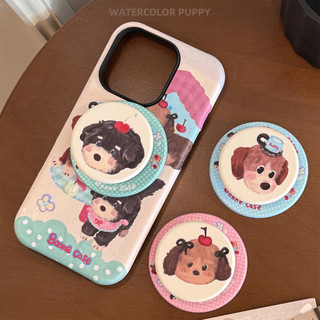 [Sheren] Ốp Điện Thoại Đứng Chó Con Màu Sáng Tạo Thích Hợp Cho i17 16 15 14 13 12 11 pro max Vỏ Bảo Vệ Chống Sốc