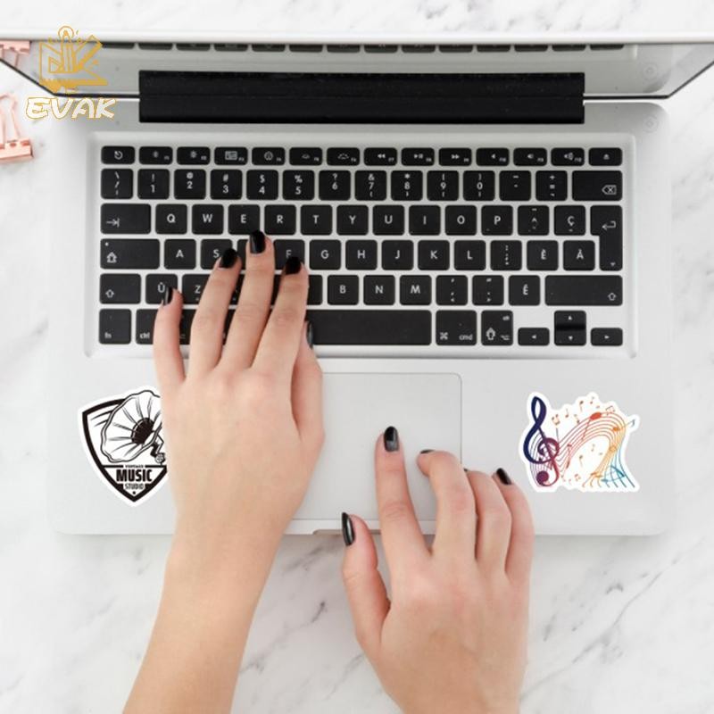 Alittlesetrtu Hoạt Hình Âm Nhạc Ghi Chú Dán Xe Vali Ván Trượt Đàn Guitar Laptop Điện Thoại Laptop DIY Trang Trí Miếng Dán Chống Thấm Nước Quà Tặng VN