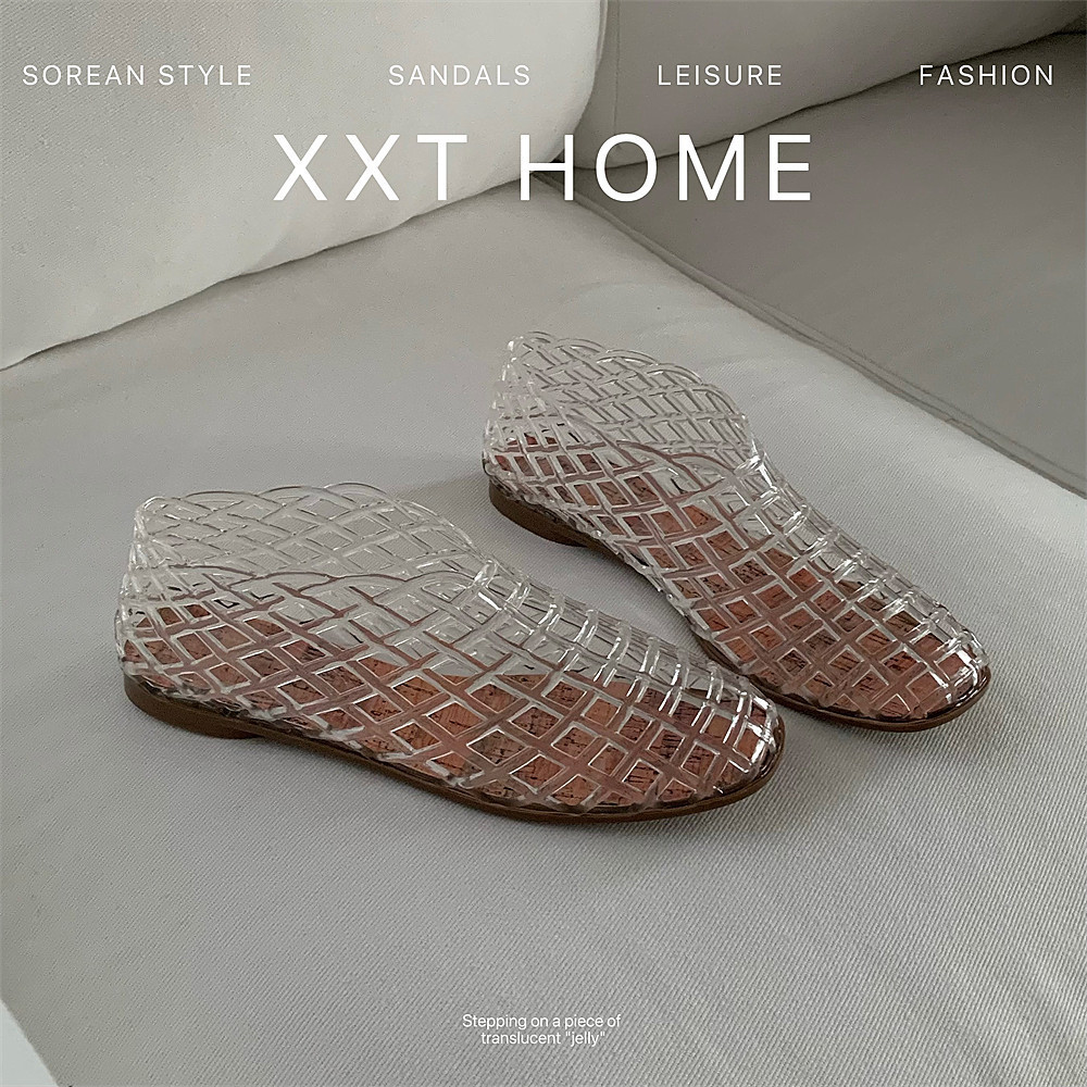 Giày Sandal XIXITIAO Flat Trong Suốt Thời Trang Nữ Phong Cách Mới Đi Biển Kỳ Nghỉ