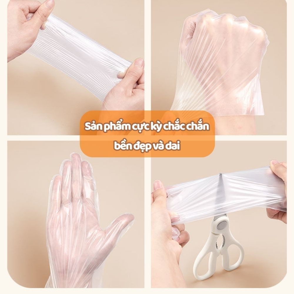 Túi 330 găng tay TPE Siêu dai làm bếp nấu ăn dùng 1 lần tiện dụng, găng tay rửa chén bát đa năng Dinohome