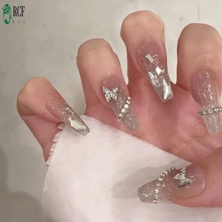 Siêu Dài Bấm Móng Tay Bướm Trang Trí Pha Lê Lâu Dài Móng Tay Nhân Tạo Cho Nữ Và Bé Gái Nail Salon Tại Nhà