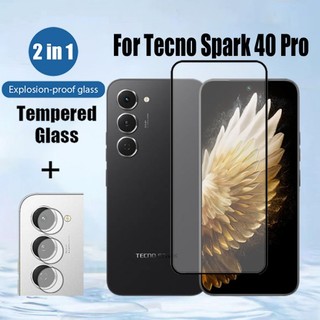 Bảo vệ màn hình kính cường lực 2 trong 1 Tecno Spark 40 Pro cho Tecno Spark Go 1 2024 30c 40 30 20 Pro 4G 5G 9D Phim bảo vệ kính & Phim ống kính máy ảnh