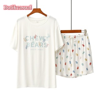 Bộ Đồ Ngủ In Hình modal Mùa Hè 2025 Quần short Mềm Ngắn Tay Quần short Phù Hợp Với loungewear Rời Bộ