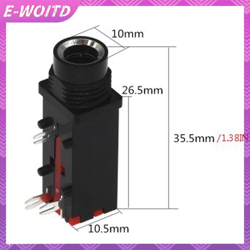 E-woitd 2 CÁI 6.35mm Giắc cắm âm thanh nổi 3Pin Ổ cắm âm thanh nổi Micro Dây hàn HNVN