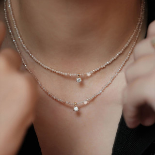 Vòng cổ ngắn nữ mặt dây chuyền vàng champagne pha lê moissanite, thiết kế sang trọng và không phai màu