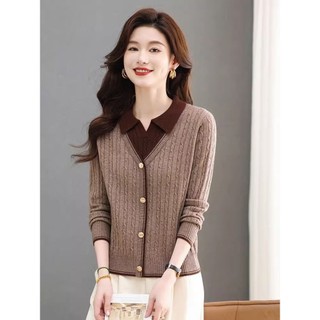 Dệt Kim Áo Len Cổ Polo Tay Dài Cho Nữ, Phong Cách Hàn Quốc, Thích Hợp Thu Đông