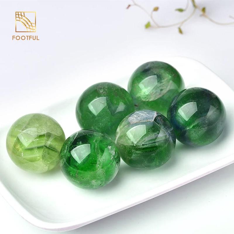 Đá Quý Tự Nhiên Trang Trí Điêu Khắc Hình Trang Trí Quả Cầu Fluorite Trong Suốt Để Thiền Phong Thủy Bói Toán