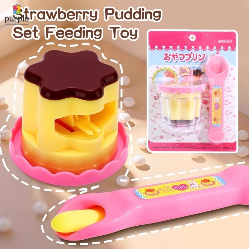 Bộ đồ chơi cho ăn bánh Pudding dâu tây cho trẻ em - Bộ đồ chơi giả vờ cho ăn