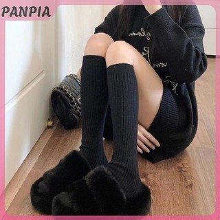 PANPIA-1 Cặp Mùa Đông Màu Trơn Bé Gái Tất Bắp Chân Và Ống Dài Tất Dày Dày Ấm Áp Ôm Tất Chất Liệu Dệt Kim