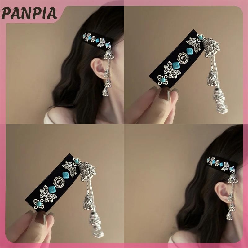 PANPIA-Long Xích Tua Rua Kẹp Tóc Cho Nữ Hoa Chuông Hình Kẹp Tóc Cô Dâu Cưới Dân Tộc Tóc Trang Sức