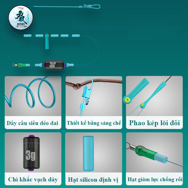 Trục Buộc Sẵn,Dây Trục Câu Đài Buộc Sẵn,Lực tải lớn, chống Mài Mòn,săn Hàng Tàng Hình