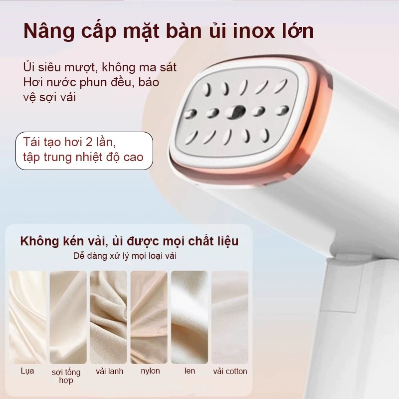 Bàn ủi hơi nước cầm tay mini, phù hợp mọi loại vải, dung tích lớn, tiện lợi mang theo.