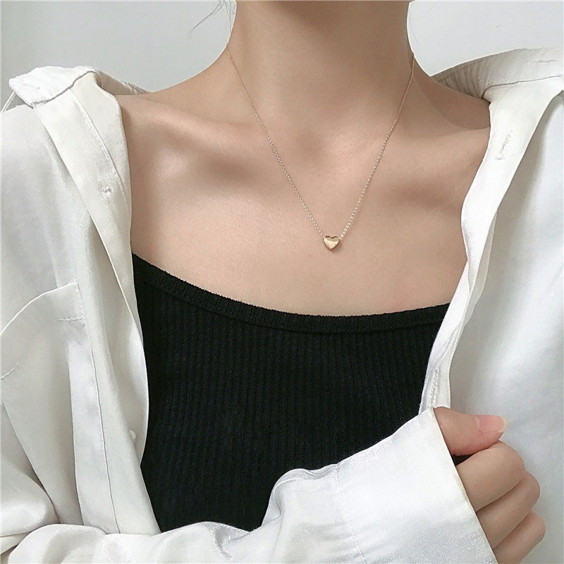 🎗️coco🎗️Dây Chuyền Bằng Thép Titan Mạ Vàng Mặt Hình Trái Tim Đơn Giản Dễ Phối Đồ
