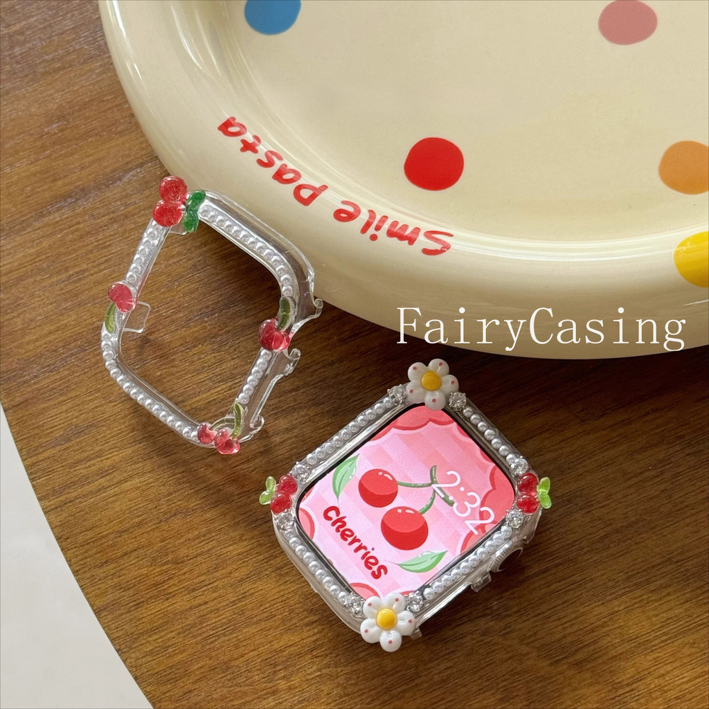Ốp Bảo Vệ Anh Đào Dễ Thương S11 Cho Apple Watch Ultra2 49mm 9 8 7 6 5 Se Ốp Lưng Chống Rơi Iwatch Series 10 42 46mm 40 41mm 44 45mm Vỏ