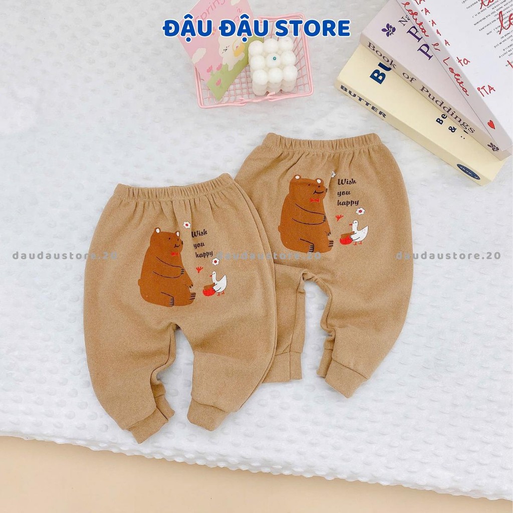 Set 3-5 Quần Dài Thu Đông Quần Zip Lông Mông Cho Bé Sơ Sinh 3-13kg - Vải Zip Lông Phối Họa Tiết QZL01 Đậu Đậu Store