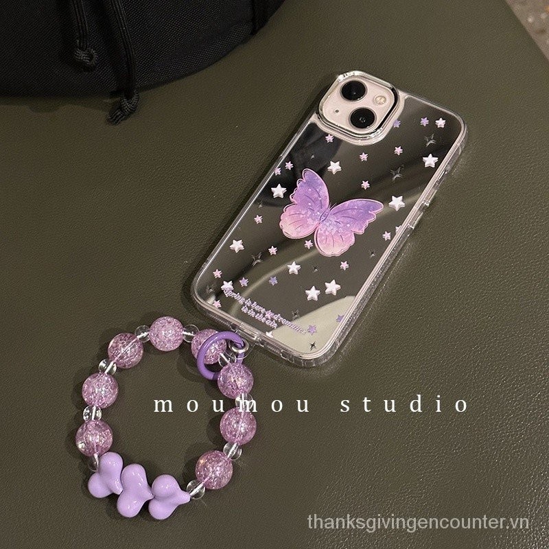 Huiwanju Moumou studio gương bướm thích hợp cho Apple 14 iPhone 13 vỏ điện thoại 12 promax girl CFMY