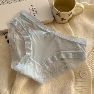 Đồ lót lụa băng không chạm cho nữ mùa hè, mỏng, đáy quần kháng khuẩn, ren tuổi teen, cỡ lớn gợi cảm, quần tam giác thoáng khí, dây thắt lưng