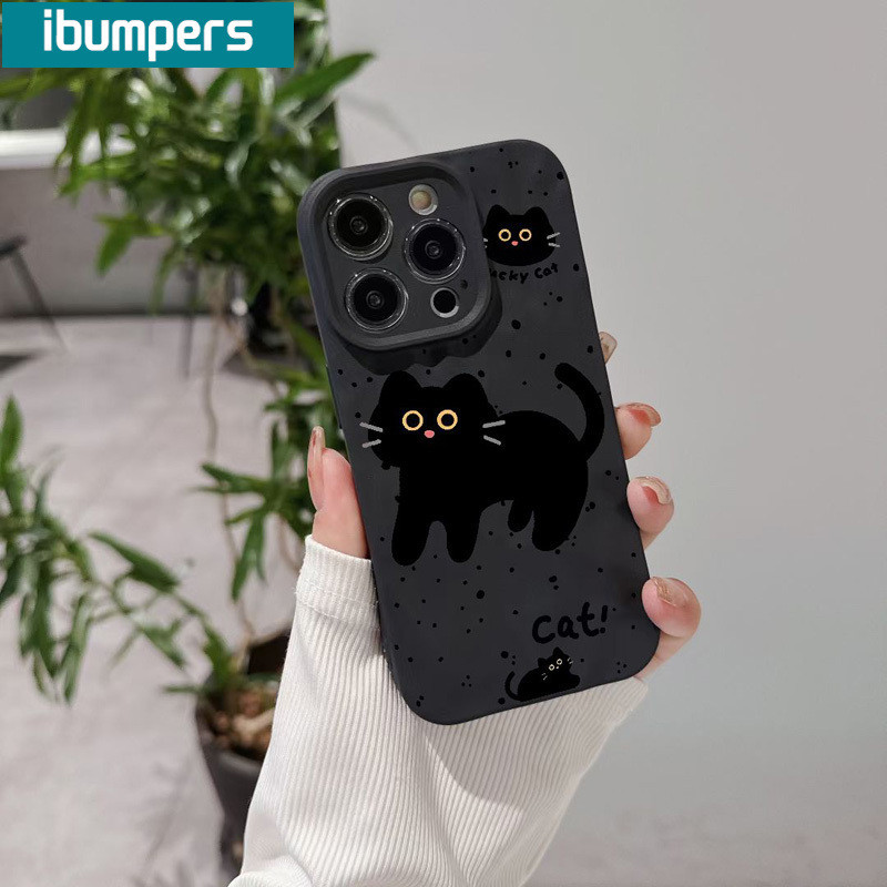 ibumpers Ốp Lưng iPhone Hàn Quốc Cute Mèo Silicon Ốp Điện Thoại Mềm Chống Sốc Chống Bẩn Cho Iphone 16 15 14 12 13 11 Pro Max IP 7 8 Plus X XS XR