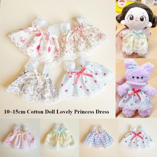 Quần áo váy công chúa búp bê Cotton 10–15 cm, 7 kiểu dáng dễ thương, phụ kiện trang trí