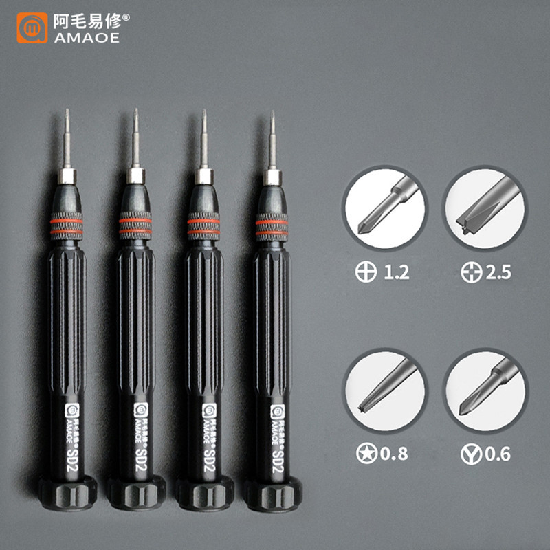 AMAOE SD2 Tua Vít Từ Tính Chính Xác S2 Thép Bit Vít Driver Cho iPhone Android Máy Tính Bảng Điện Thoại Di Động Mở Dụng Cụ Sửa Chữa