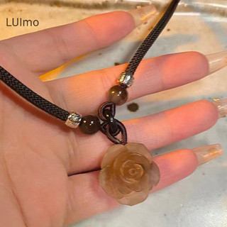 Luimo Phong Cách Trung Hoa Mới Đính Hạt Hoa Trà Hòa Bình Khóa Mặt Dây Chuyền Vòng Cổ Áo Len Dây Chuyền Vòng Cổ Trang Sức Quà Tặng SBS