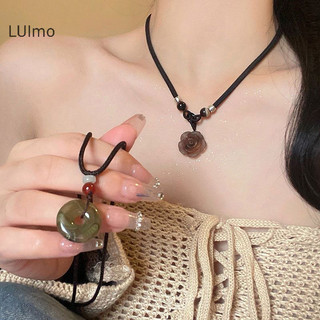 Luimo Phong Cách Trung Hoa Mới Đính Hạt Hoa Trà Hòa Bình Khóa Mặt Dây Chuyền Vòng Cổ Áo Len Dây Chuyền Vòng Cổ Trang Sức Quà Tặng SBS