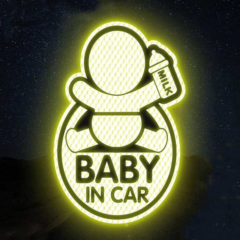 Cminyp Mama In Car Baby Kids On Board Miếng Dán Phản Quang Cao Cho Ô Tô Đêm An Toàn Lái Xe Cá Tính Trẻ Em Dấu Hiệu Cảnh Báo Đề Can Vinh Quang