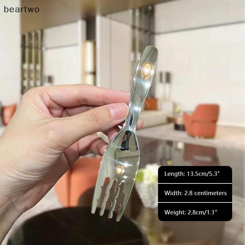 < Beartwo > Thìa Tròn Thép Không Gỉ Lưới Đỏ Vàng Bữa Tối Tay Cầm Dài Khuấy Thìa Tráng Miệng Cho Phụ Kiện Nhà Bếp Tiện Ích Đẹp