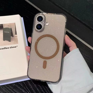 [JLK] Luxury Glitter Magnetic Transparent Soft Phone Case for iPhone 13 14 15 16 Pro Max Plus Clear Bumper Chic Cases Cover