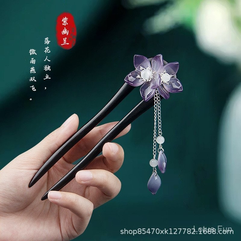 Kẹp tóc gỗ đàn hương phong cách cổ điển siêu tiên nữ, sườn xám tua rua cao cấp hiện đại đơn giản, phụ kiện tóc Hanfu