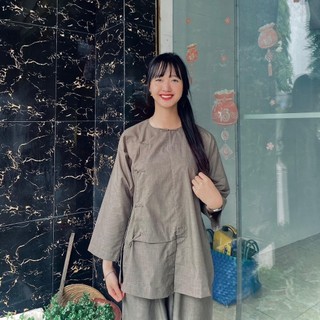 Vạt hò tixi cao cấp nút thắt, set đồ nộ nữ thời trang pháp phục Áo