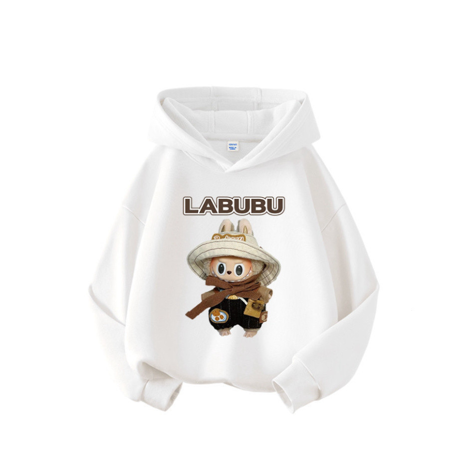 Labubu Áo Hoodie Dài tay 4 màu Mùa Thu/đông in hình hoạt hình cho bé trai, thời trang và đơn giản
