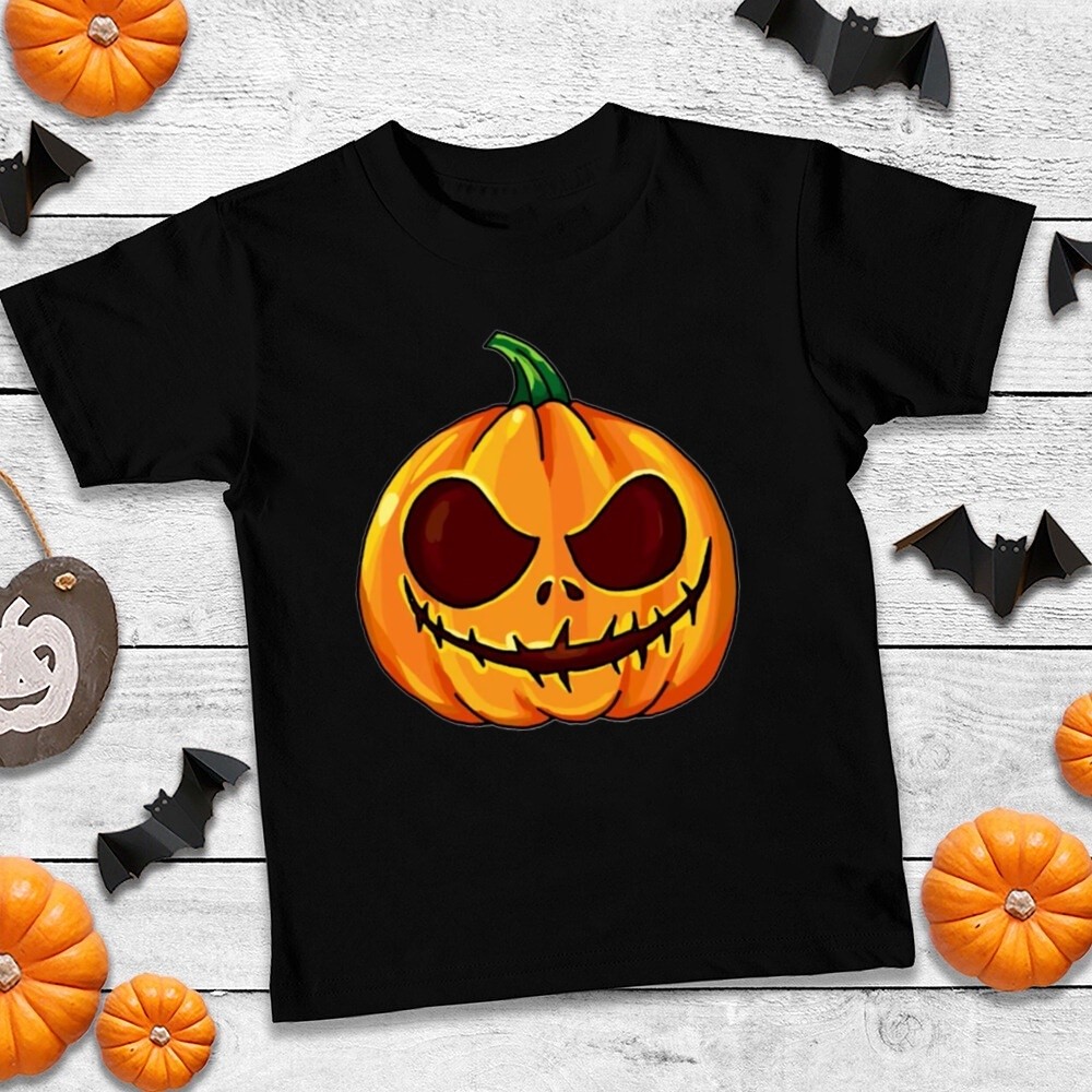 Halloween Pumpkin Children's T-shirt Fashion Girl Black Boy Halloween Party Costume