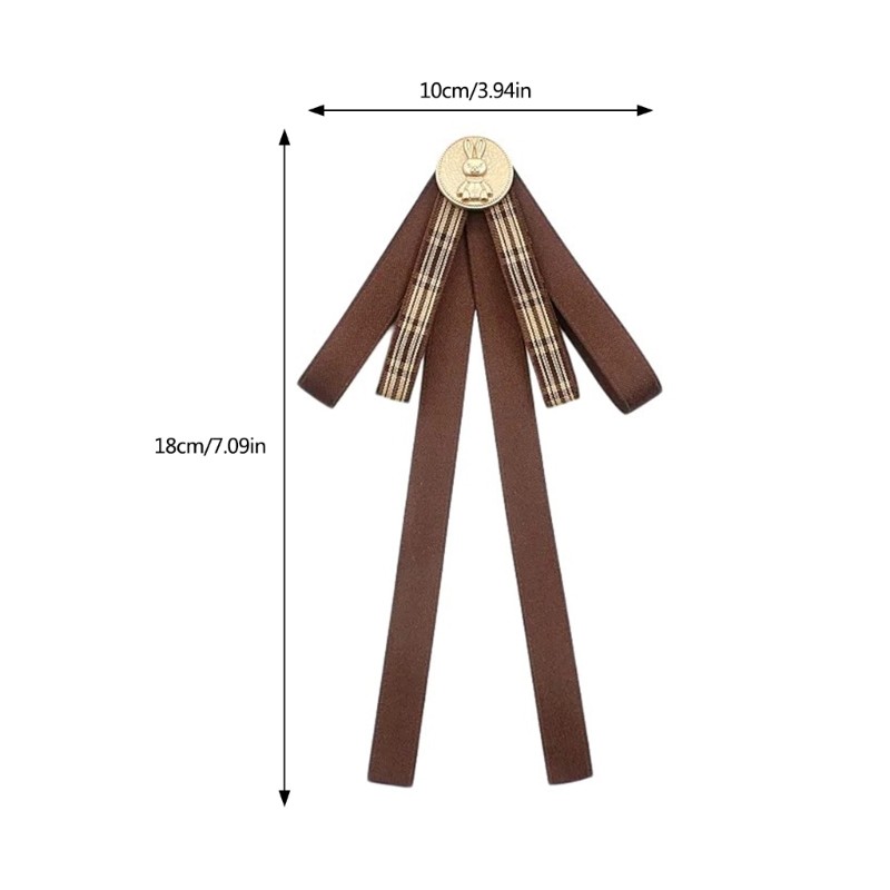 Dasbsug Nữ Cô Gái Màu Nâu Plaids Nơ Thắt Nơ Thổ Cẩm Pin Pre Buộc Cà Vạt Kẹp