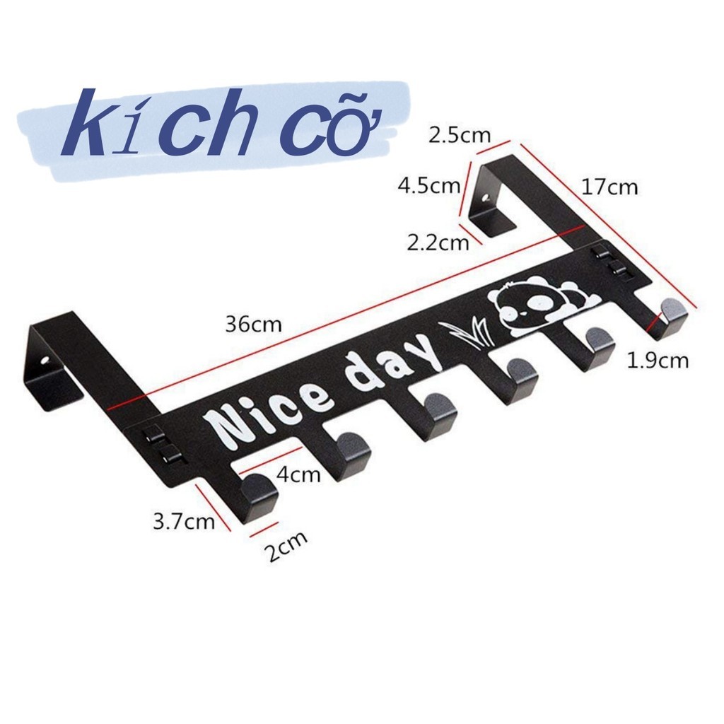 Móc treo đồ, treo quần áo sau cửa Nice Day màu đen bằng thép chống gỉ FE123
