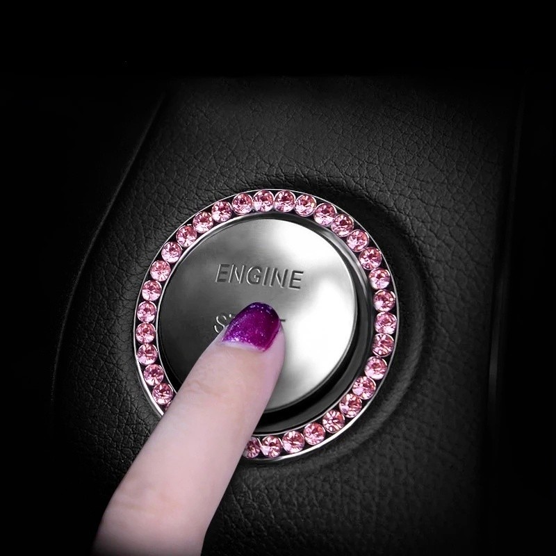 Caruniversal Car Nút khởi động một phím Vòng tròn trang trí đính kim cương / Vòng tròn kim cương nội thất ô tô