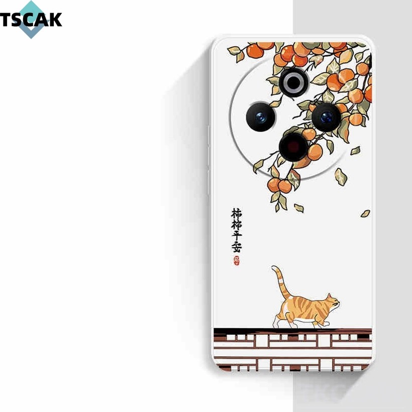 Ốp điện thoại hình mèo màu cam dễ thương vui nhộn Vỏ mềm hình khối Rubik Thích hợp cho Samsung A31 A51 A71 A50 A50S A30S A33 A53 A73 A55 A35 M14 Vỏ bảo vệ chống sốc