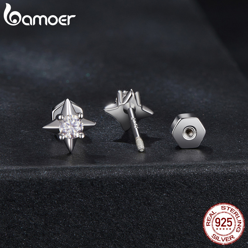 Bamoer Bạc 925 Moissanite Bông Tai Thiết Kế Ngôi Sao Món Quà Trang Sức Cho Nữ