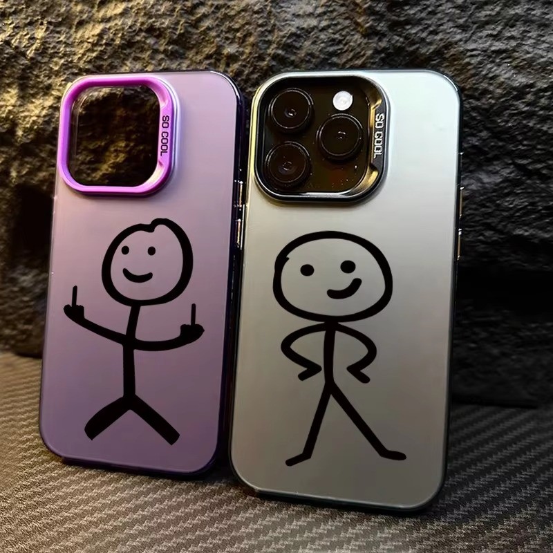 Ốp Lưng Cho iPhone 11 16 15 Pro Max 14 11 12 13 15 Pro 16e XR XS Max X 7 8 Plus SE2022 Phim Hoạt Hình Matchman Thiết Kế Sang Trọng IMD Kim Loại Cứng Chống Sốc