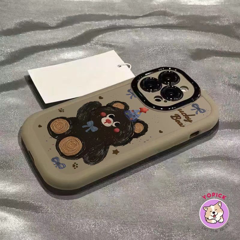Ốp điện thoại hình gấu sinh nhật sáng tạo dễ thương cho IPhone 16 16Pro 16Plus 11 12mini 13Pro Max 14Plus 15Pro XR XS Max 7 8 Plus SE2020 Vỏ điện thoại hoạt hình cho IPhone 16Pro Max cô gái JKP