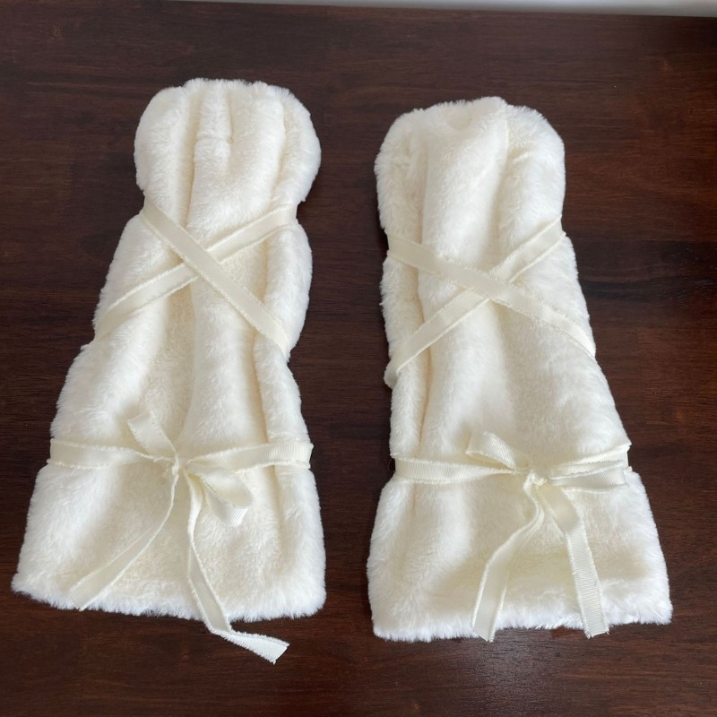 Cute Bowknot Plush Furry Leg Warmers for Women Winter Boot Toppers Long Socks
