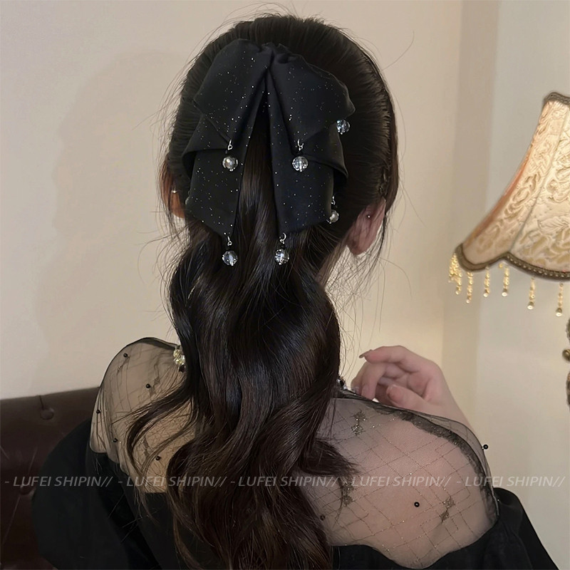 Kẹp Tóc Nơ Ruy Băng Đen Kẹp Tóc Nữ Cảm Giác Cao Cấp Hàn Quốc